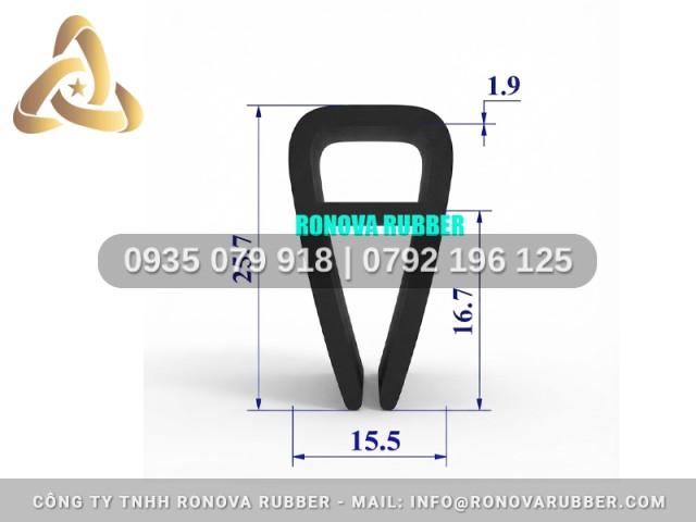Dây ron thiết bị nồi hấp bằng silicon Ronova chữ U 15.5x25.7x1.9