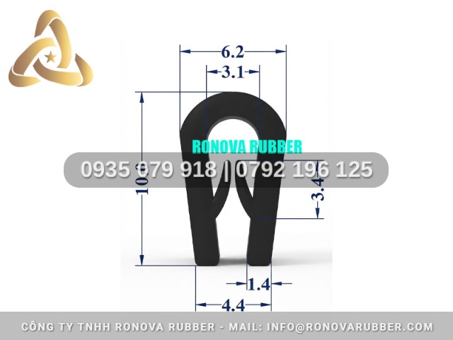 Phụ kiện ron tủ hấp cơm công nghiệp của silicon Ronova chữ U 10x6.2x3.1
