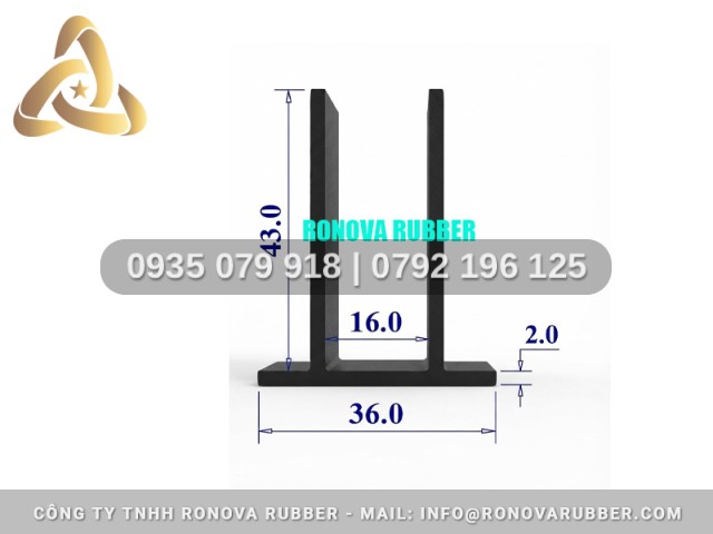 Sợi gioăng lắp tủ sấy vật liệu silicon Ronova chữ U 36x43x16
