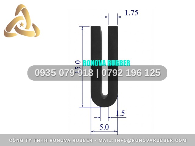 Sợi gioăng tủ sấy vật liệu silicon chữ U 5x15x1.5