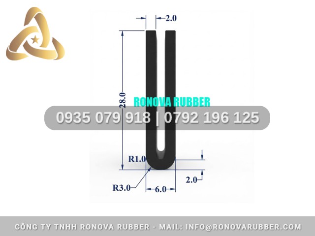Thanh ron nồi sấy làm từ silicon chữ U 6x20x2