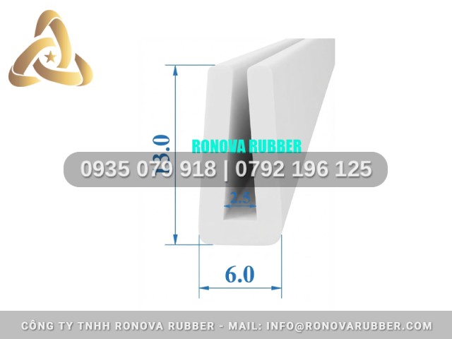 Thanh ron vật liệu silicon chữ U 6x13x2.5
