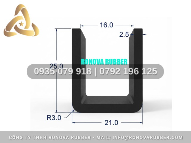 Vật tư gioăng nồi sấy silicon Ronova chữ U 21x25x16